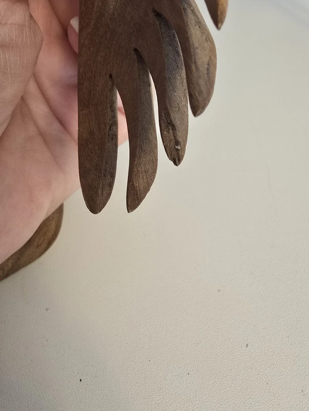 Hand Carved Wooden Rhinoceros Rhino Salad Servering Utensils 8
